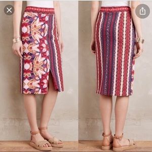 Maeve Anthropologie Marala Mixed Print Knit Pencil Skirt
